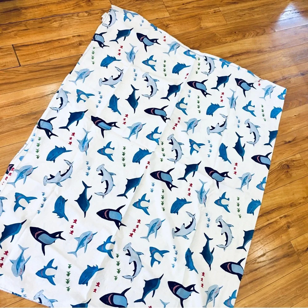 Pottery Barn sheet twin kids bedroom whales ocean surf beach nautical co…